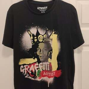 TVBOY By Elevenparis Men's Black Short-Sleeve Crew-Neck Graphic T-Shirt XL